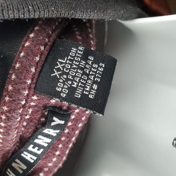 John Henry Polo Shirt Mens 2XL Burgundy Micro Dot Contrast Collar Pocket Knit - Picture 2 of 7